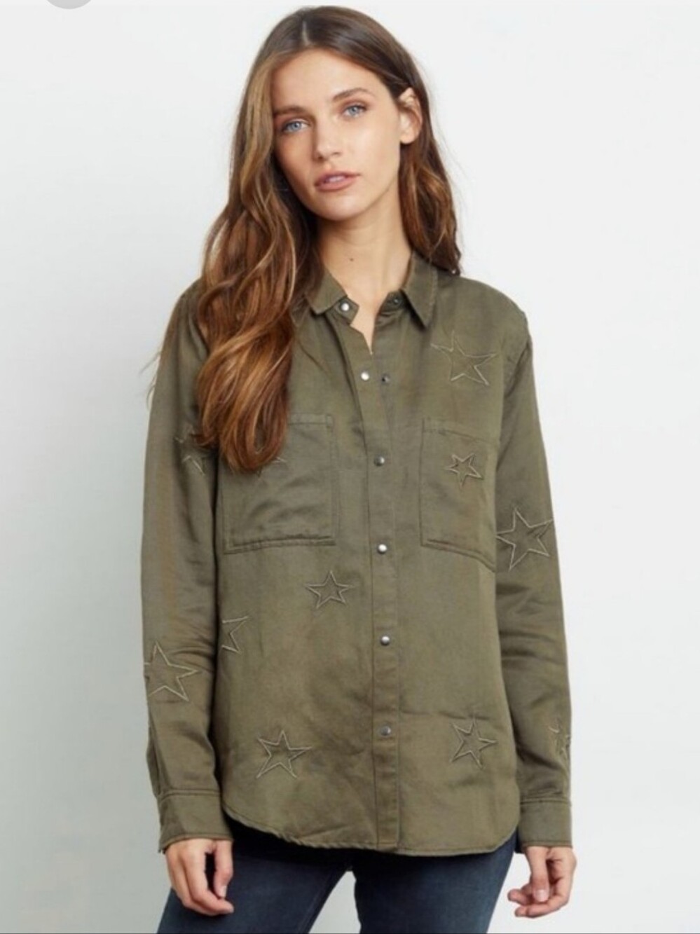 Rails Olive Star-Embroidered Utility Jacket Size M